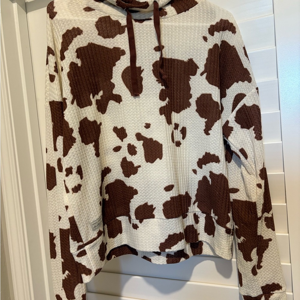 Simply Southern Brown and Cream Cowl Neck Sweater